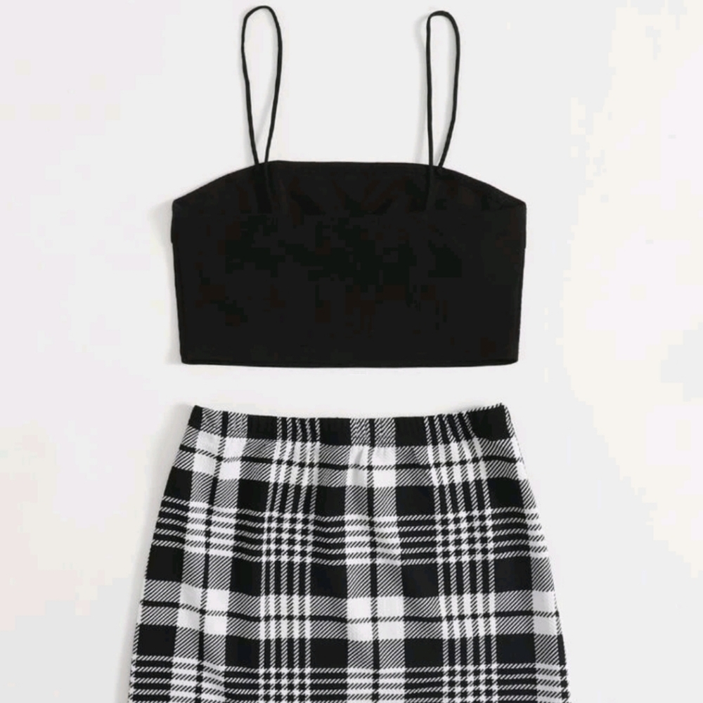 SHEIN Unity Crop Cami Top and Split Hem Skirt Set